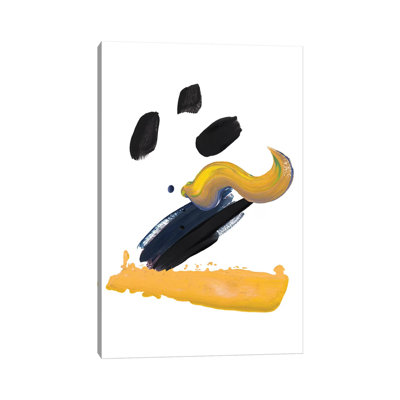 Moutarde et coups de peinture noirs par Pixy - peinture sur toile tendue