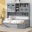 Lit plateforme avec lit gigogne simple, armoire et tablette tout-en-un-107330297-107330296