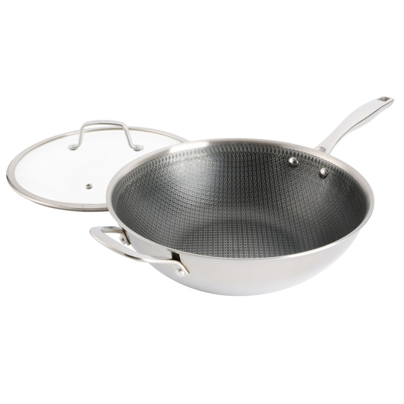 Kenmore Elite Luke 12 in. Non-Stick Stainless Steel Wok with Lid