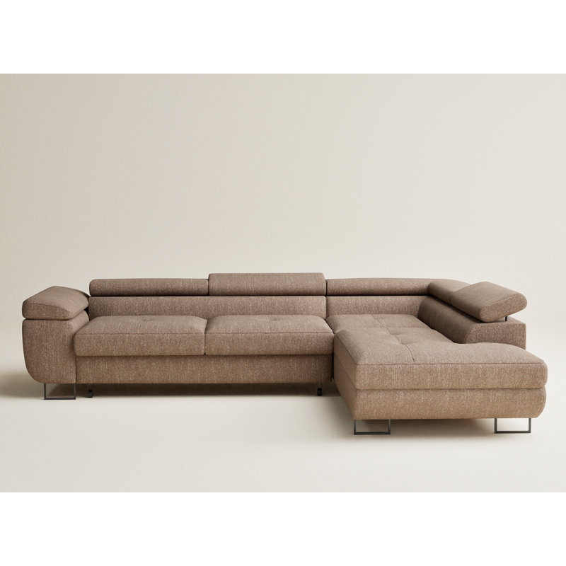 4 Seater Corner Sofa, Brown, Right Hand Facing
