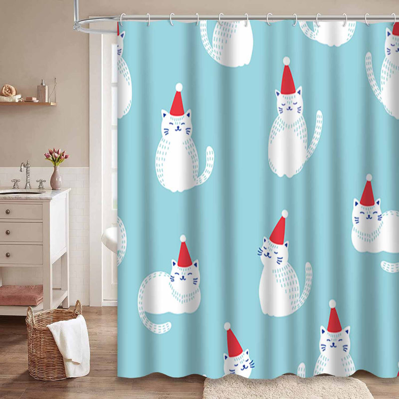 Rideau de douche Christmas Cats, L 72 po x l 84 po