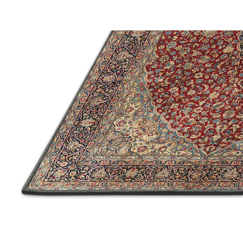 Tapis rouge/bleu traditionnel Arata, Rectangle 2 pi x 4 pi