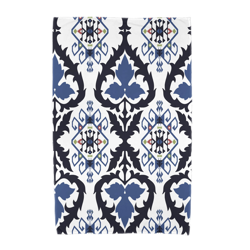 Serviette de plage à imprimé géométrique Musser, Bleu marine