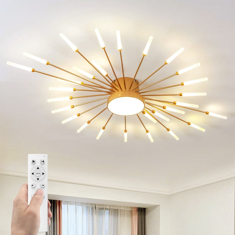 Flush Mounts 29-Light Ceiling Light,Modern LED Heads Flower Shape Ceiling Lights,Living Room, Gold