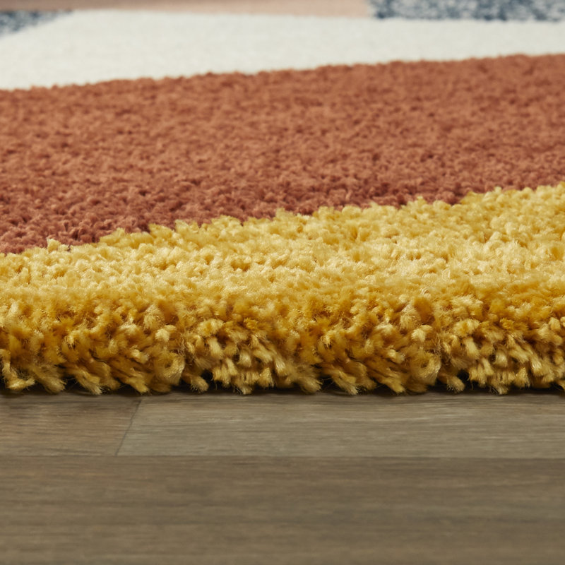 Tapis géométrique orange / gris / brun Satterlee, Rectangle 5 pi 3 po x 7 pi