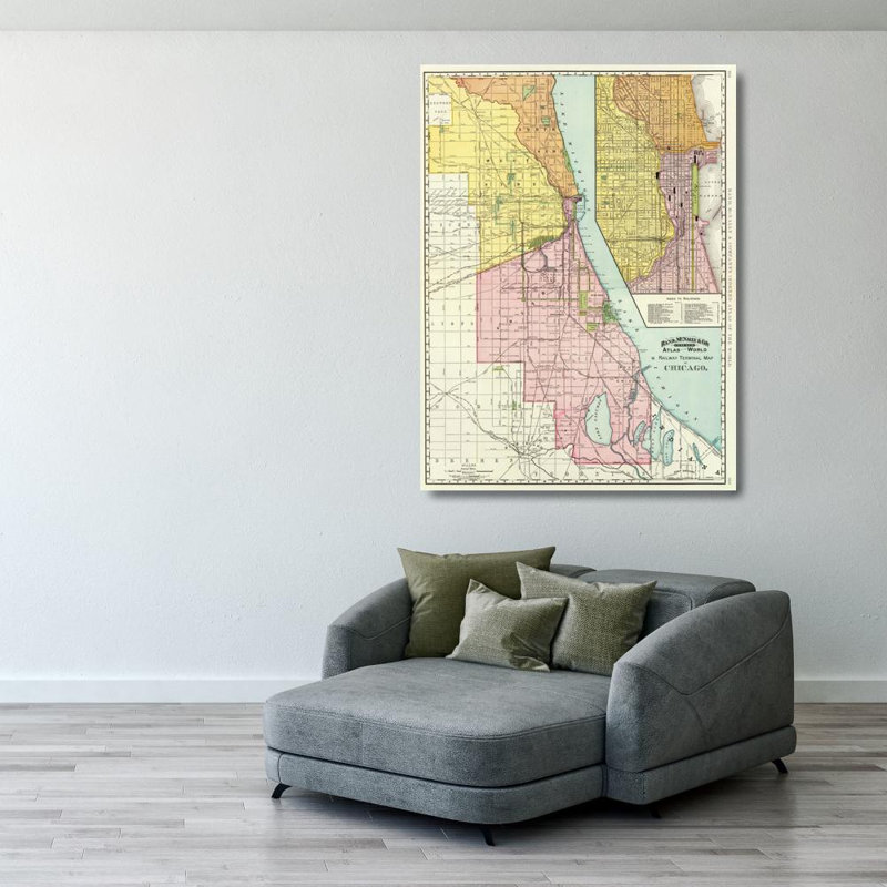 1897 Chicago Railways Map, 38" H x 28" W