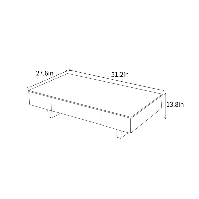 Table basse Minimalist, H 13,8 po x L 51,2 po x l 27,6 po, Noir