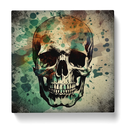 Skull Grunge Art - Wrapped Canvas