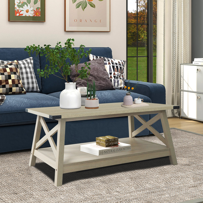 Table basse avec rangement Braydi, Chêne blanc