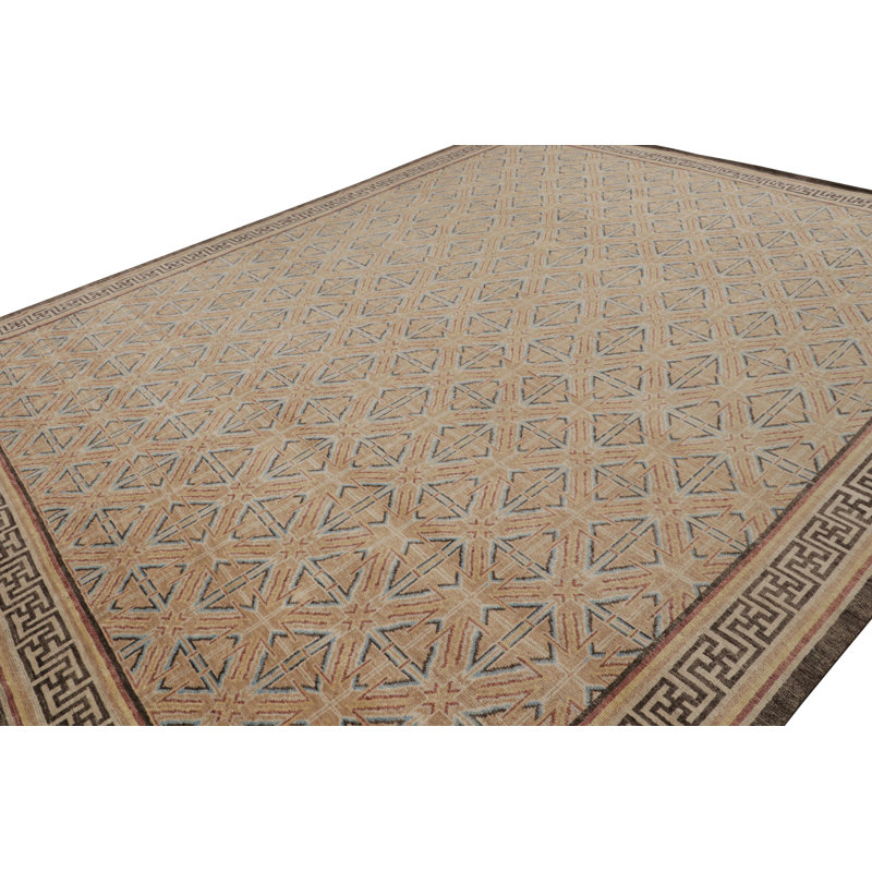Burano Hand Knotted Wool Geometric Area Rug, Rectangle 5' x 8'