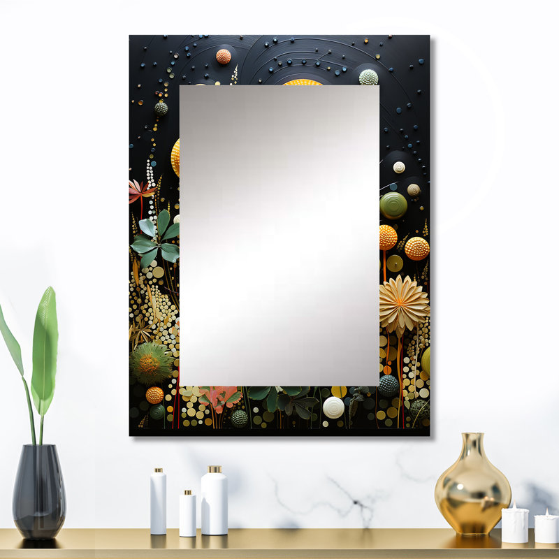Orange Mid Century Natures Harmony II - miroir mural moderne Midcentury, grand miroir orange, impression d'art en métal
