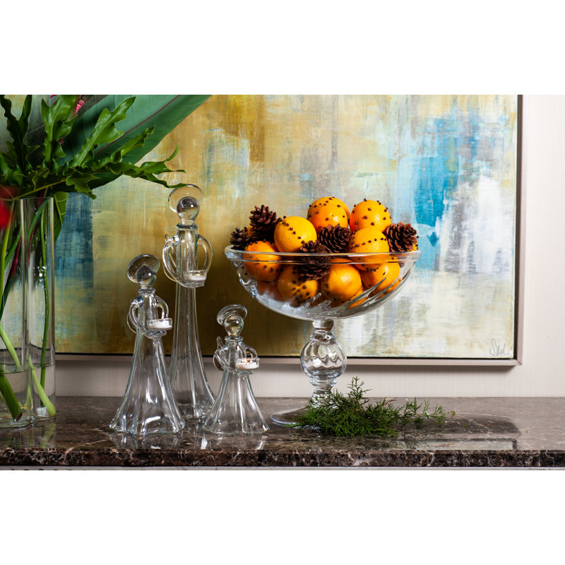 Handcrafted Clear Glass Compote with Decorative Stand