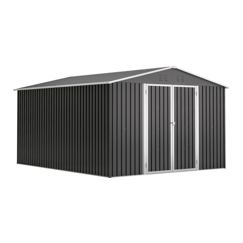 Outdoor Storage Shed, 79.13" H x 113.7" W x 141.06" D, Black