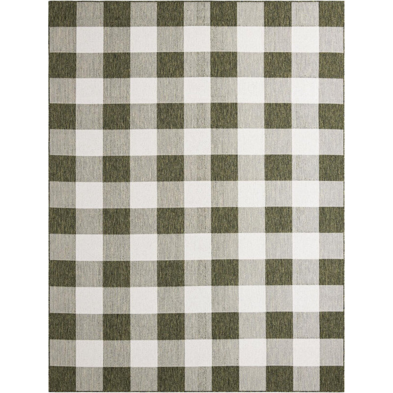 Tapis d'intérieur / extérieur de couleur verte Borrego, Rectangle 9 pi x 12 pi