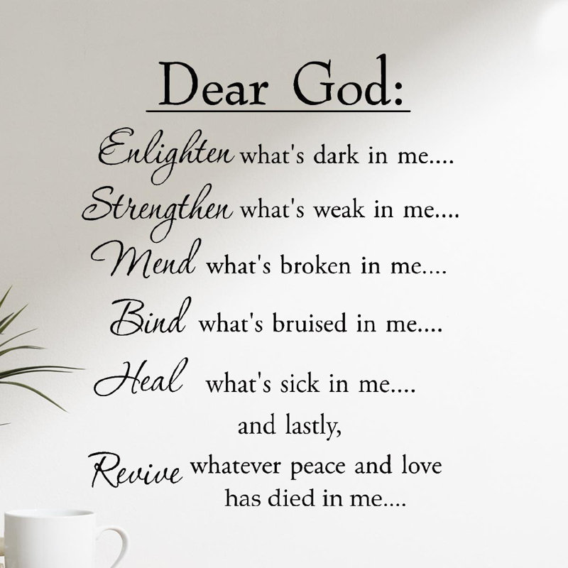 Adhésif décoratif «Dear God Enlighten What Dark in Me»