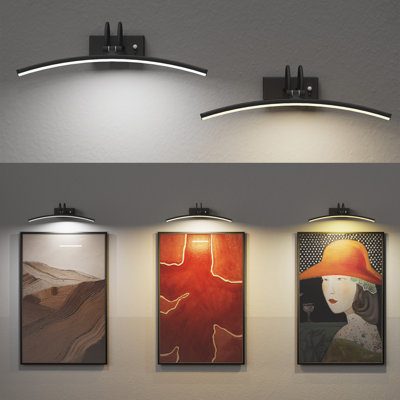 16" Dimmable LED Picture Light,Rechargeable Wall Mount Light with Remote Control,Adjustable Arm Wall Sconce for Gallerym,Hallway