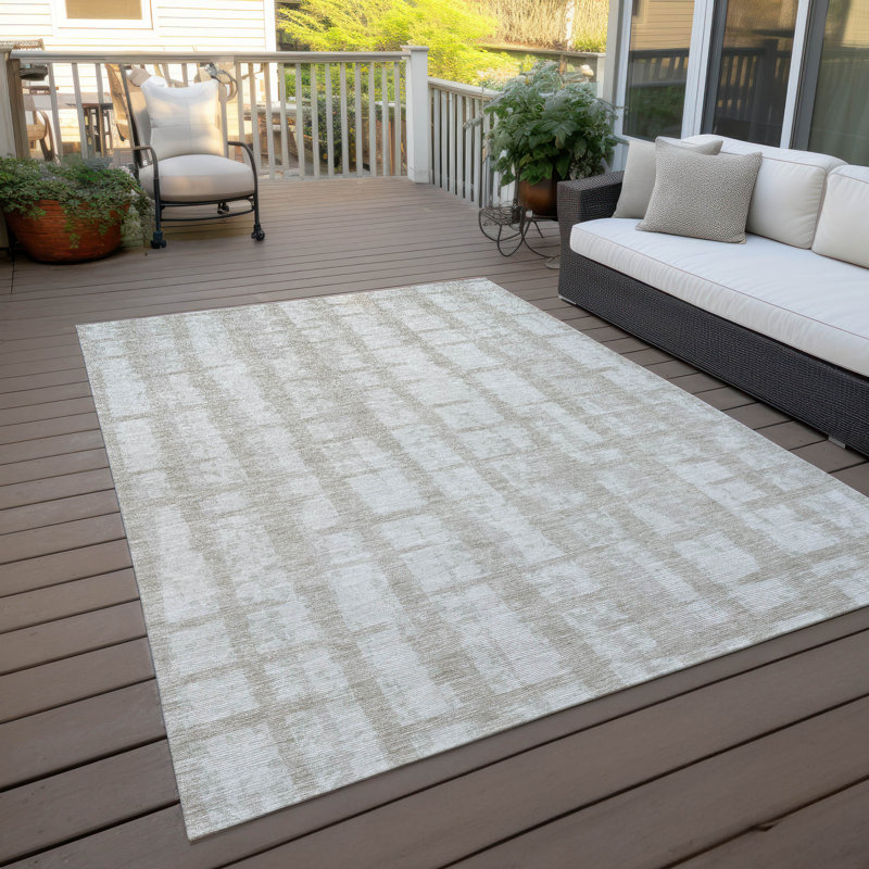 Malek Washable Striped Indoor / Outdoor Rug, Rectangle 10' x 14'