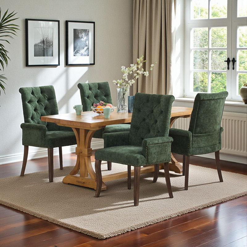 Fauteuils de salle à manger rembourrés Elegant, Vert
