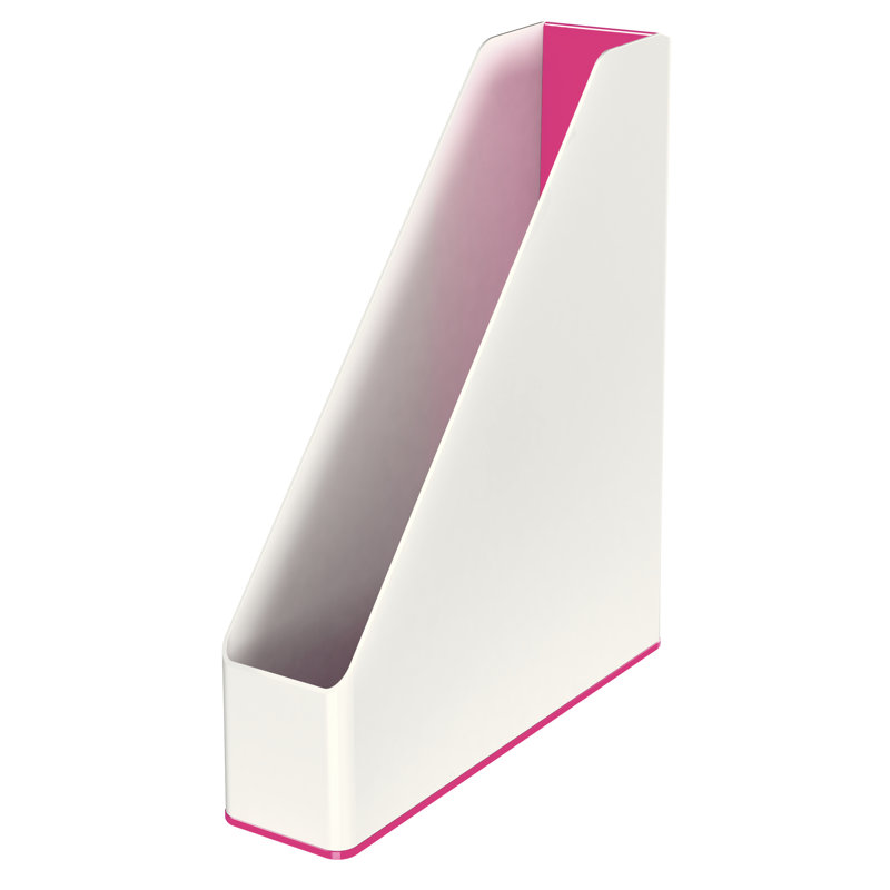 Free Standing Magazine Rack, White/Pink