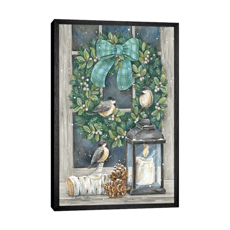 Winter Wreath by Diane Kater - Print on Canvas, 152.5 cm H x 101.5 cm W, Black Framed