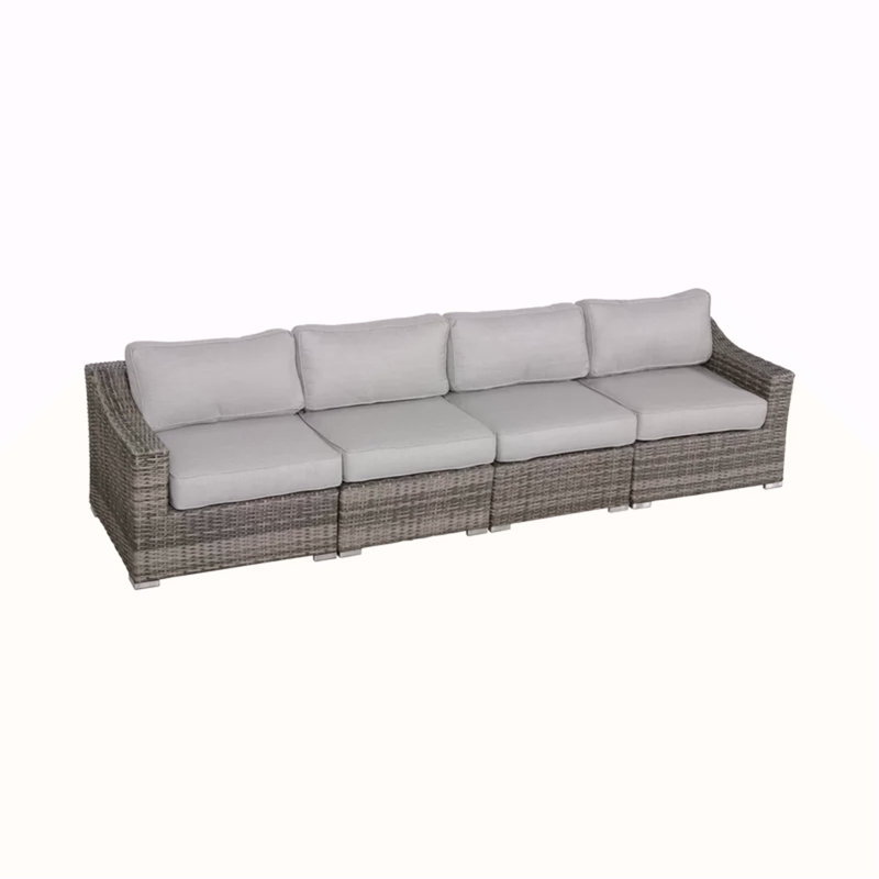 Ensemble de conversation modulaire en rotin 4 pièces avec coussins entièrement assemblé