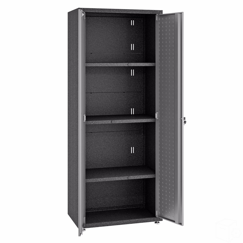 Armoire de garage de 75 po de hauteur, Gris / Noir