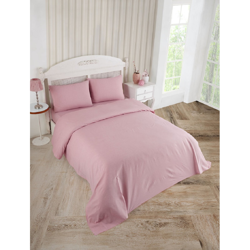 Solid Colour 4 Pieces Bed Sheet Set, Dark Pink, Queen