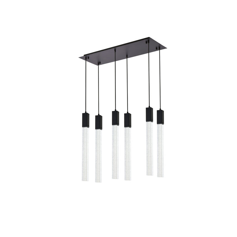 Luminaire suspendu pour îlot de cuisine 6 lumières Aliha, Noir