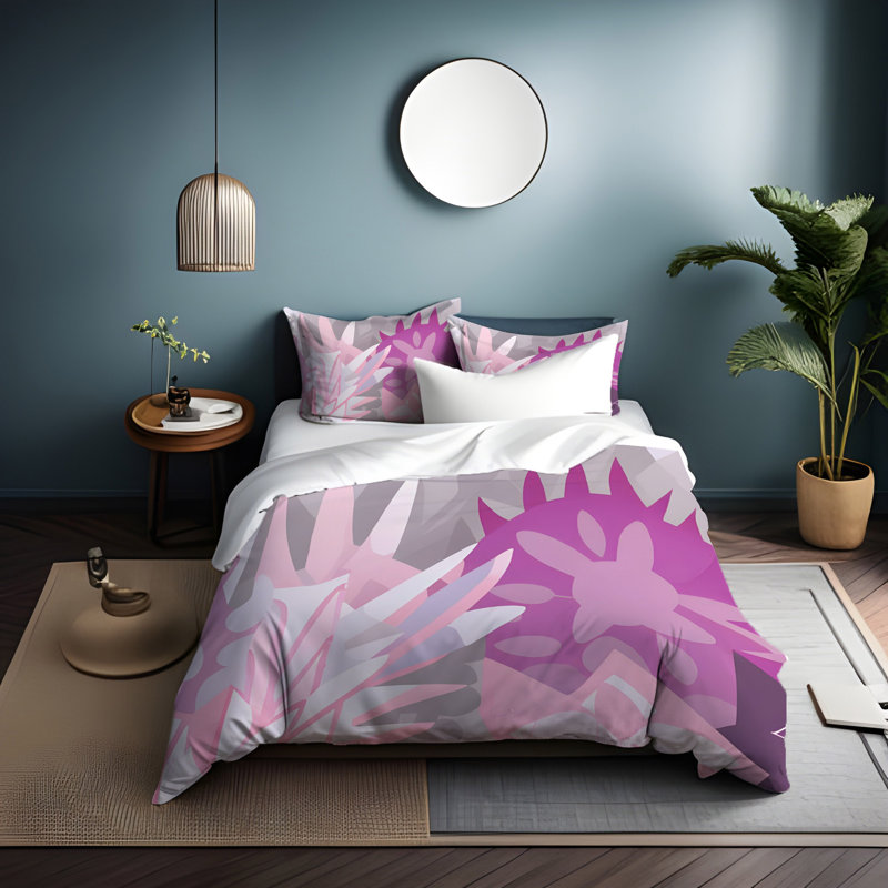 Polyester Floral Duvet Cover, Twin Duvet Cover + 1 Queen Sham