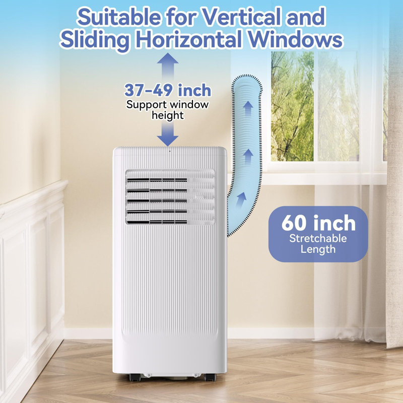 GarveeHome 8,000 BTU Portable Air Conditioner for 420 Sq.Ft Rooms - 3-in-1 Cooling w/ Dehumidifier, Fan, Sleep Mode & LED Display, Includes Window Kit & Remote Control (White/Gray)