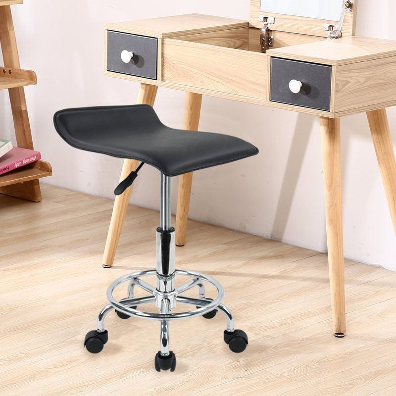 Tabouret de laboratoire carré à hauteur réglable sur roulettes avec repose-pieds