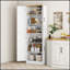 Armoire de cuisine autoportante de 67 pouces avec rangement à 4 portes et tablettes réglables, finition vieillie