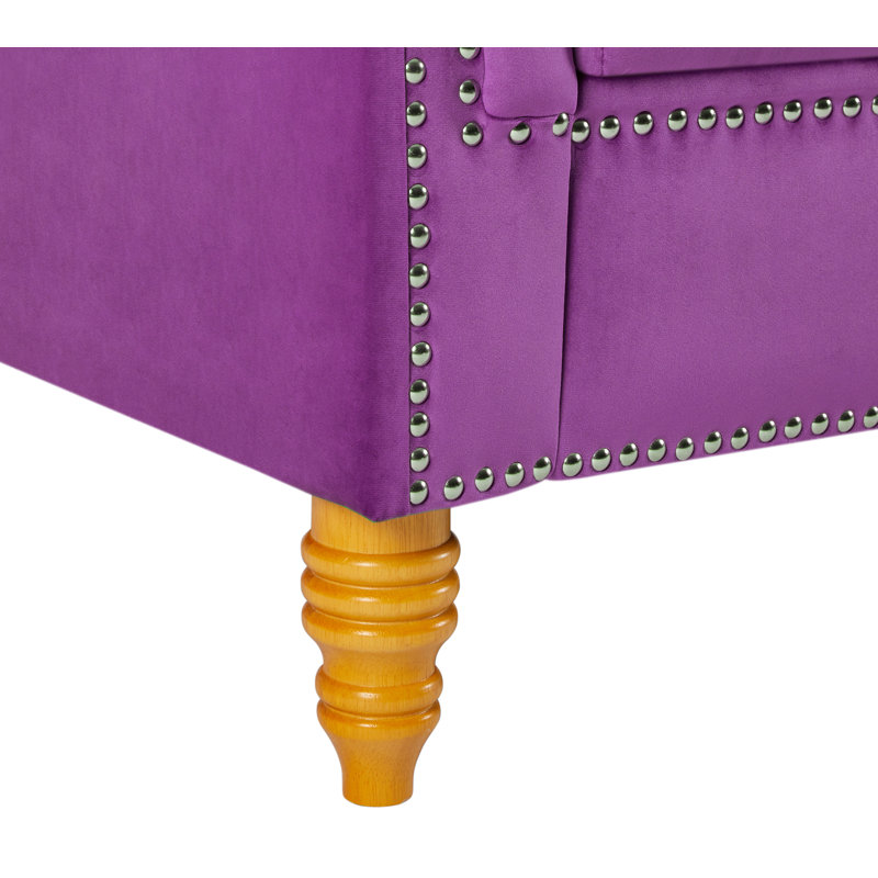 Repose-pieds de rangement rectangulaire en velours Jalinqua, 100 % polyester mauve