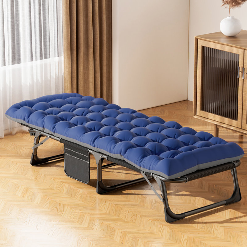 Méridienne pliante à 5 positions, chaise longue de patio pliante pour l'extérieur, H 11,8 po x l 26,8 po x L 75,2 po, Bleu