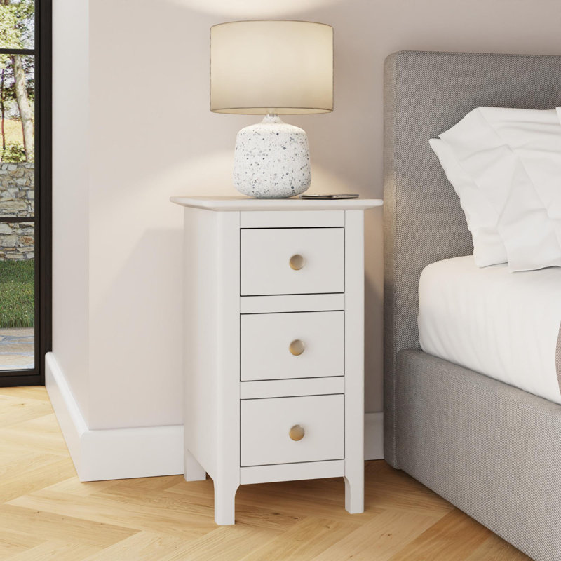 Accetturri 3 Drawer Bedside Table Nightstand Cabinet in Grey, Putty or Ivory White, Ivory White