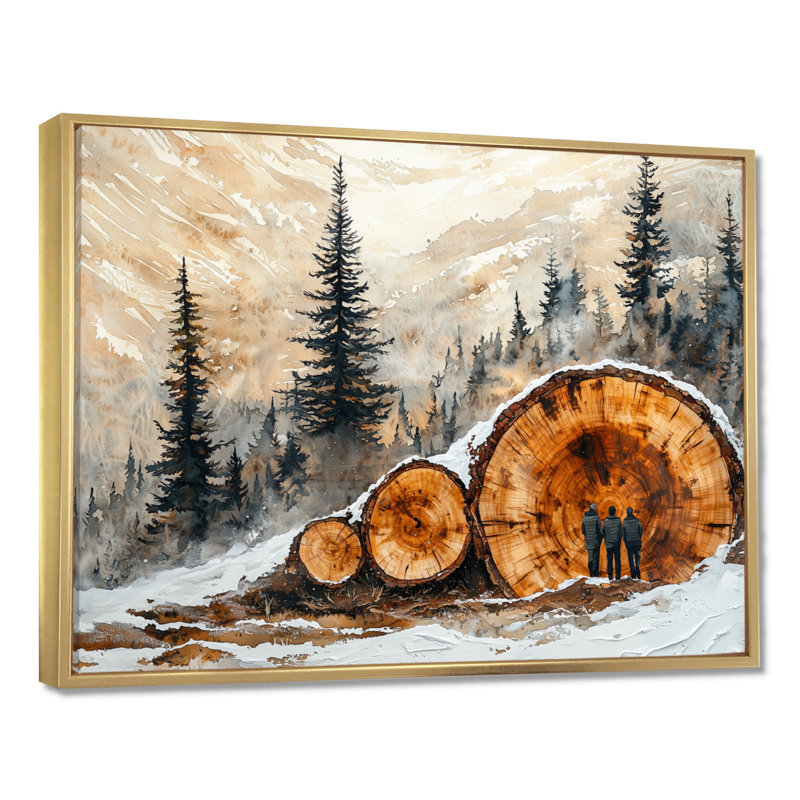 Genele randonnée groupe dans un paysage d'hiver I - randonnée d'art mural, H 30 po x l 40 po, Impression encadrée flottante