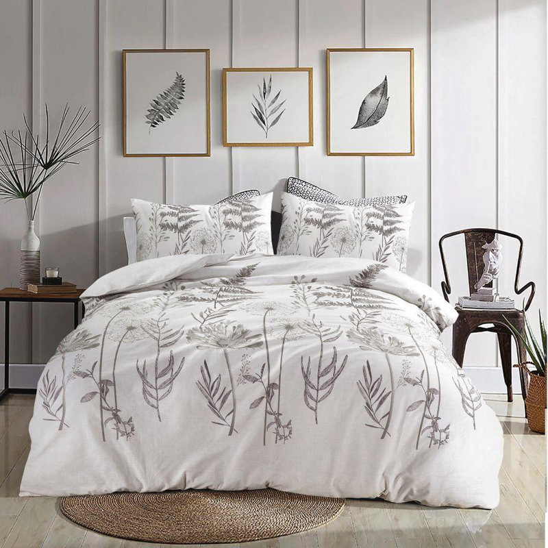 Abdurrehman Cotton Blend Floral Duvet Cover Set with Pillowcases, Double - 2 Pillowcases (50 x 75cm)