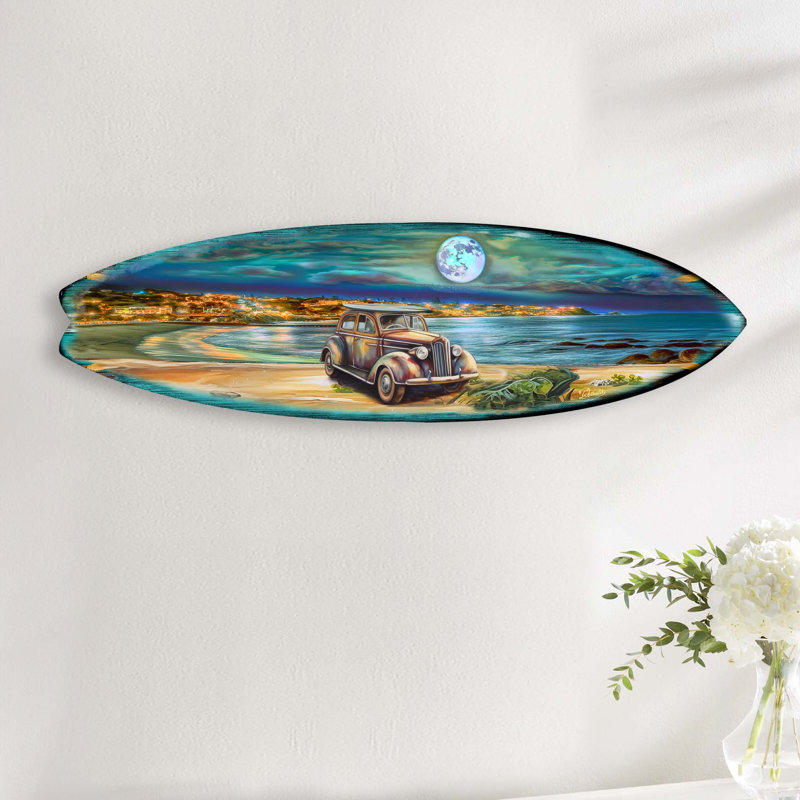 Décoration murale planche de surf, H 17 po x l 60 po x P 1 po