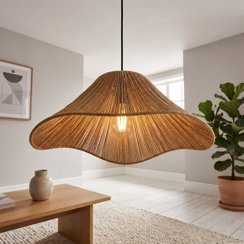 Wavy Brim Boho Woven Pendant Light Chandelier