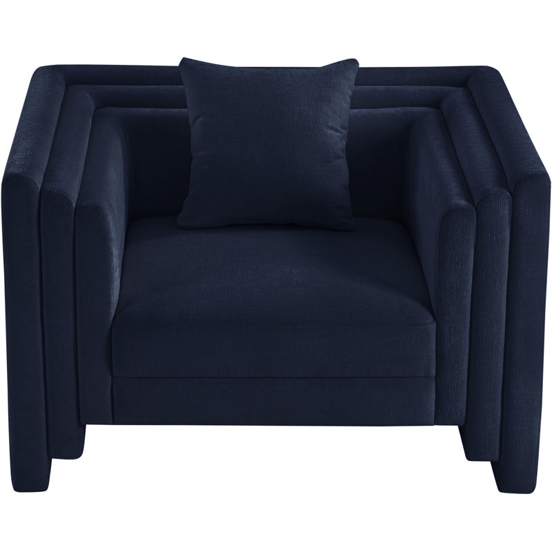 Jalice Chenille Fabric Upholstered Chair, Navy Chenille Fabric