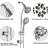 Shower System With Drill- Stainless Steel Rod And Dual Heads Rain / Fog Spray 26" Drillless Slide Bar 7 Easy Installation