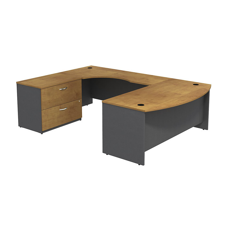 Bureau de direction en U Series C, Cerisier Hansen / gris graphite, Gauche