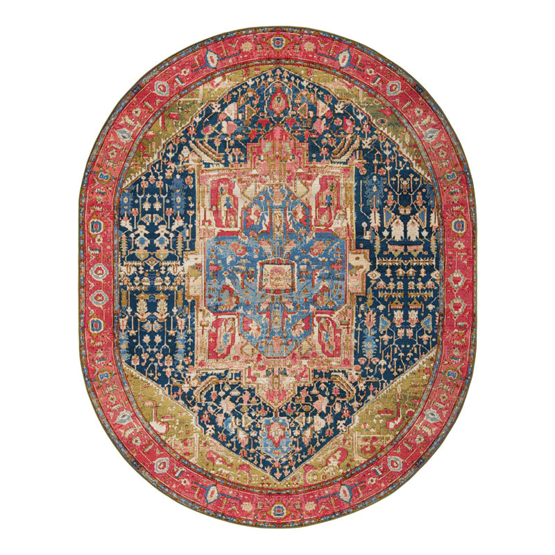Multi_Unique Loom Limon Outdoor Traditional Rug, Oval 4'1" x 6'1"