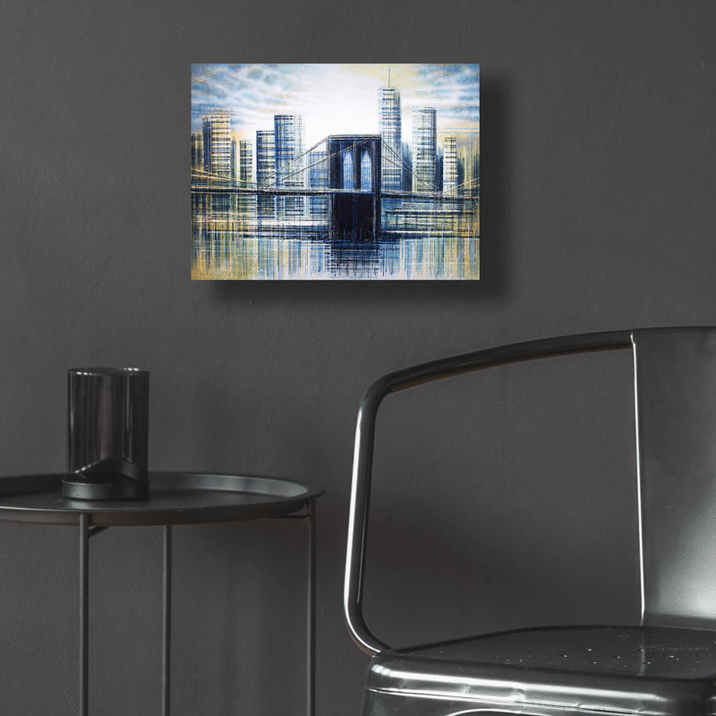 «Brooklyn Bridge at Dusk» par Marc Todd, art en verre acrylique, H 12 po x l 16 po x P 0,13 po