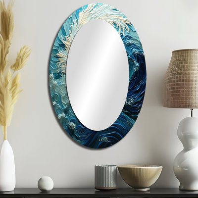 Miroir mural Glacier Glacial Sprial Pointillism I - Bleu sarcelle