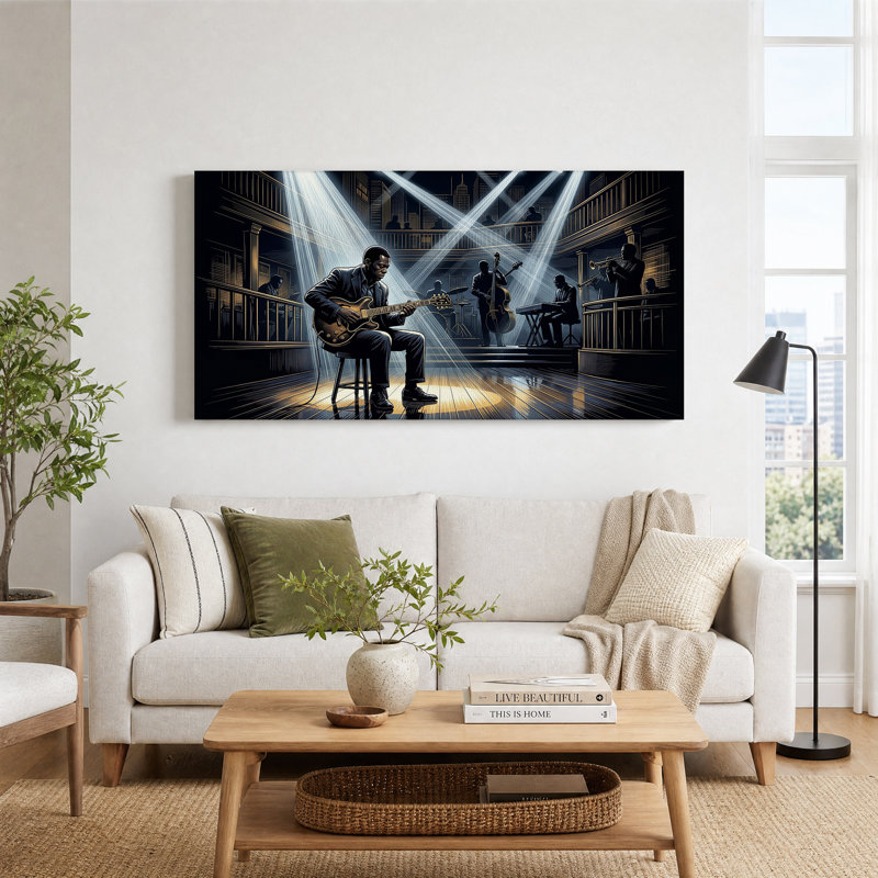 Art sur toile, bande de jazz, L 32 po x H 16 po
