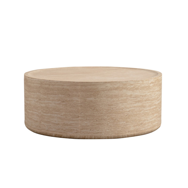 Table basse ronde de 31,5 po avec motif Mars pour le salon, table basse ronde moderne pour le salon, sans assemblage (motif Mars)