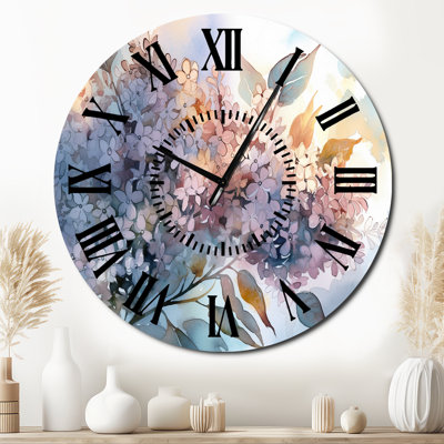 Purple Lilacs Aromatherapy - Floral Lilacs Black Face Wall Clock