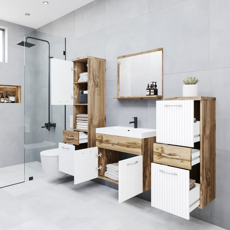 Bathroom Suite, Brown/White