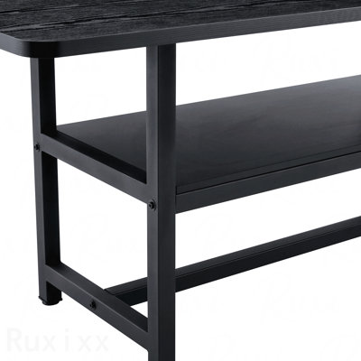 71X35.4 Inch Dining Table Black Textured Mdf Boards 43.3X19.7 Storage Platform
